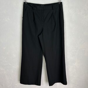 Talbots size 16 trouser pant wide leg black wool blend pleated full length